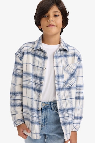 Defacto Erkek Çocuk Oversize Geniş Kalıp Polo Yaka Ekose Desenli Flanel Uzun Kollu Gömlek G4917a825cwın179 İndigo-ın179