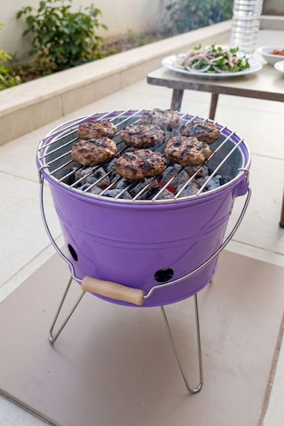 Küçük Katlanabilir Metal Piknik Izgara Mangal Barbekü Mor