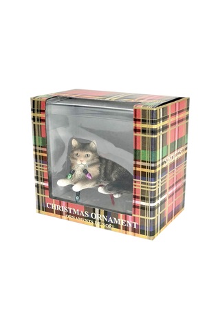 Lexroo Kahverengi Tabby Maine Coon Kedi Tatil Işıkları Noel Süsü, Çok Renkli Xso33901 Standart