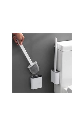 Orret Home Duvara Yapıştırılabilir Silikon Wc Fırçası,ince Aralara Girebilir Silikon Klozet Fırçası Beyaz Genel