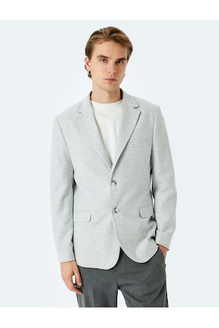 Koton Slim Fit Pamuk Karışımlı Cep Detaylı Mono Yaka Blazer Ceket Gri 5sam50004hk Gri