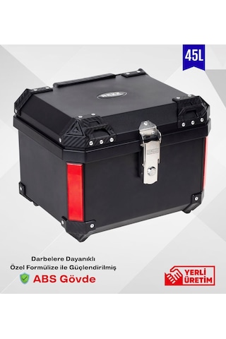 Motosiklet Arka Çanta Karbon Desen Aliminyum Pro-x 45 Litre Motor Çantası Siyah
