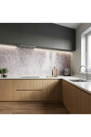 30x60 Cm Kendinden Yapışkanlı Duvar,banyo,tezgah Arası Kaplama Açık Gri 902-30-6