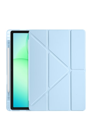 Samsung Galaxy Uyumlu Tab A11 Plus Kılıf Tri Folding Kalem Bölmeli Katlanabilir Standlı Pu Deri Yumuşak Kapak