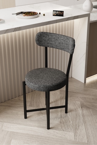 Keten Kumaş Metal Ayaklı Modern Sandalye Antrasit