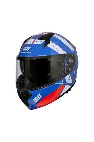 Motosiklet Çene Açılır Kask Güneş Vizörlü Ece 22.06 Sertifikalı Yeni Sezon Motor Kaskı V2 Mavi Mavi
