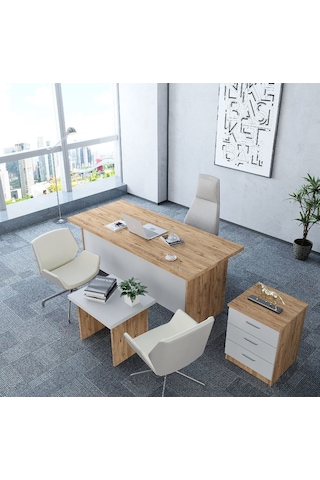 Asil 3'lü Ofis Takımı  Model 9 Çam Beyaz