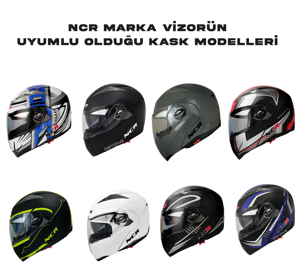 NCR Çene Açılır Kask Siyah Vizör Camı 158 Standart