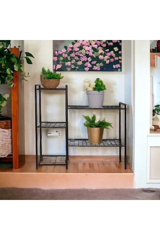 Dekoratif Metal Ayaklı 5 Tel Raflı Saksılık Katlı Saksı Standı Çiçeklik Bahçe Ve Balkon Dekoru Garden Diğer