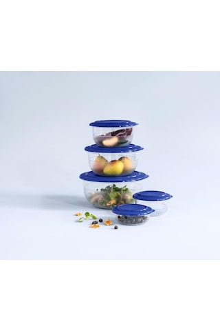 Tupperware Kristalin Kase Servis Saklama Kabı Seti Gece Mavisi 5'li 275 ML + 450 ML + 1.1 L + 2.1 L + 3.5 L Gece Mavisi