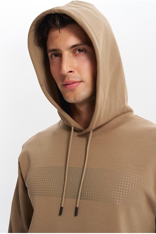 Arma Erkek Slim Fit Baskılı Kapüşonlu Kanguru Cepli Interlok Sweatshirt %80 Pamuk %14 Polyester %6 Elastane K30254685202 Gri - Bej