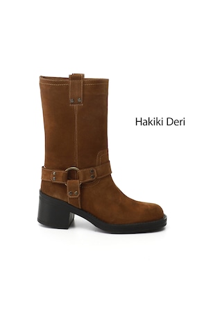 Gönderi(R) Gönderir Kadın Taba Süet Kalın Topuklu Hakiki Deri Çizme Gkzc134m1963 TABA SÜET