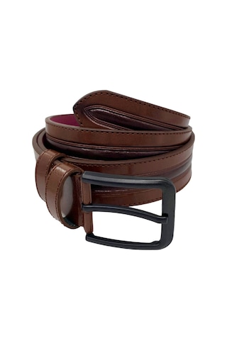 Süzer Deri Kahverengi Suni Deri Ortası Desenli Model 4 Cm.lik Spor Kemer - 9013-52-22rl Kahverengi