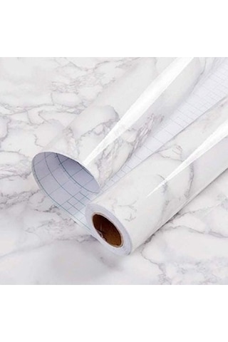 Mobgift Mermer Desenli Yapışkanlı Tezgah Folyosu 3 Mt.x 60 Cm Beyaz