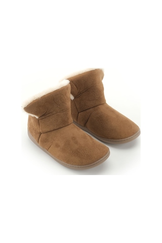 Gezer Kadın Kışlık İçi Peluşlu Rahat Taban Ev Bahçe Panduf Bot Koyu Kahve