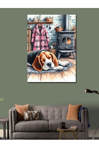 Kanvas Tablo Soba Karşısında Uyuyan Köpek 70cmx100cm