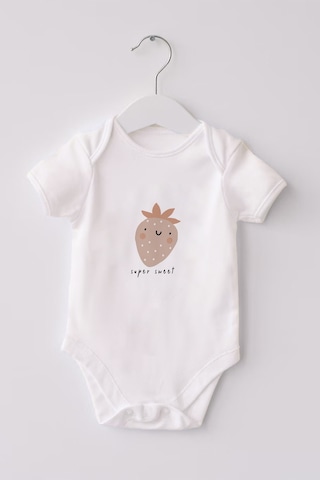 Lilabio %100 Organik Pamuk 3'lü Baskılı Kısa Kollu Bebek Body Beyaz
