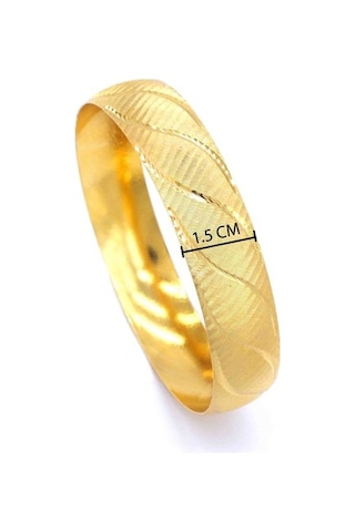 Ferizz 22 Ayar Altın Kaplama Kadın Bilezik 15Mm Kalınlık Blz-1078 Altın