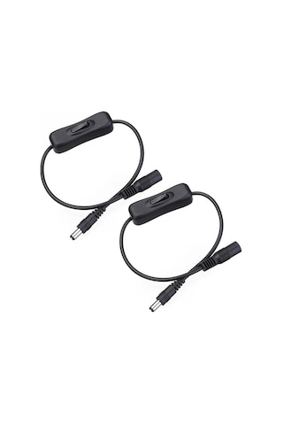 Sones 2 Adet 5,5x2,1 Mm Erkek Dişi Bağlantı Kablosu Dc Anahtar Kablosu 304 Anahtar Güç Kablosu Siyah