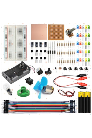 Breaboard Temel Elektrik Ve Elektronik Eğitim Set Lamba Motor Ve Breadbord Set