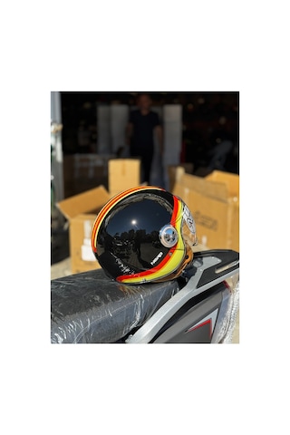 Nero Retro Motosiklet Kask - Ece Sertifikalı Siyah