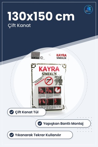 Çift Kanat Tül Pencere Sinek Perdesi 130x150 Cm Yapışkan Bantlı S