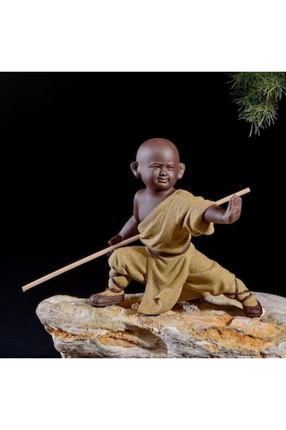 Novahub Küçük Keşiş Heykeli Seramik Buda Heykelcik, Ofis Çay Pet Mor Kil Heykel, Ev Çayevi Dekorasyon, El Sanatları Hediye B