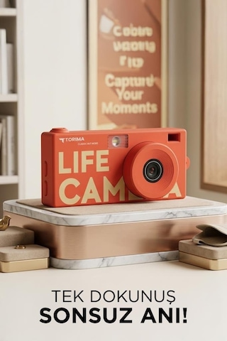 Torima Life Dijital Kamera Selfie Video Vlog Kamerası Mini Fotoğraf Makinesi CMR47 Kırmızı