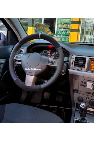 Fiat Egea Uyumlu Dikmeli Direksiyon Kılıfı Noktalı-Alkantara Gri Yüzüklü