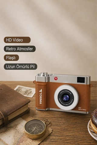 Torima CMR50 Mini Dijital Retro Kamera 48 MP Selfie Video Vlog Kamerası