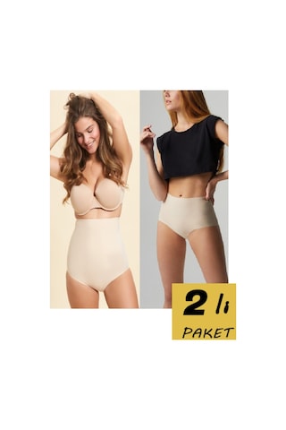 Mistirik Polfax Ve Private Model 2li Lazer Kesim Slip Korse Ve Bato Külot Korse Ten Renk Slip Kilot Ten
