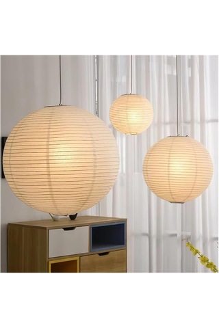 Dianziye Japon Geleneksel Washi Kağıt Ve Bambu Çerçeve Işık Şeffaf, Oturma Odası-restoran-kafe Dekoru İçin 40cm Minimalist Zen Lamba Abajuru Beyaz