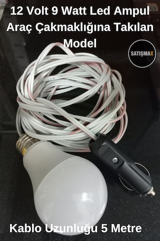 12 Volt 9 Watt Led Ampul Beyaz Araç Çakmaklığıa Takılan Model