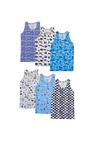 6Lı Erkek Çocuk Renkli Atlet Pamuklu Askılı Empirme Elastan