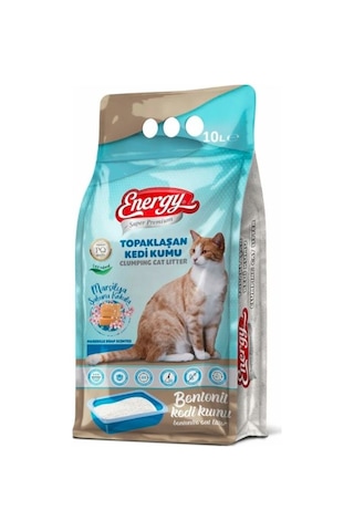 Energy Marsilya Sabunu Kokulu İnce Taneli Topaklaşan Bentonit Kedi Kumu 8 x 10 L