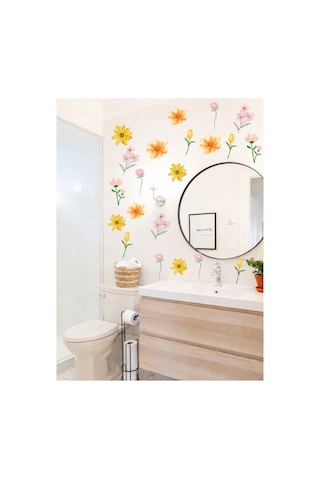 Çiçek Duvar Sticker Seti Çiçekli Dekoratif Duvar Sticker Salon Yatak Odası Çocuk Odası Oda Dekoru Ço