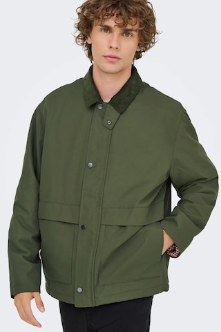 Only & Sons Kosmo Kadife Yaka Erkek Yeşil Ceket - 22034856-on Yeşil