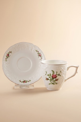 Karaca Vintage Rose Çay Fincanı Ve Tabağı 200 Ml Çok Renkli