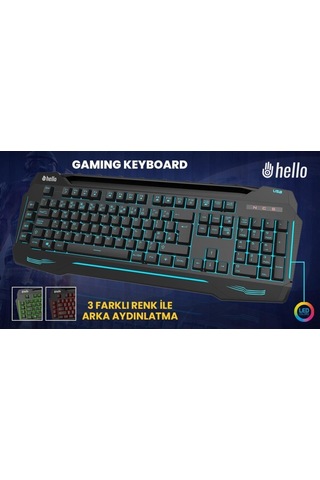 Hello HL-4616 4 Makro Tuşlu Işıklı Kablolu Gaming Q Klavye