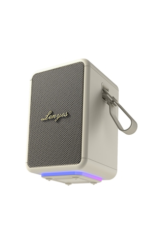 Lenyes S874 Su Geçirmez Özellikli Rgb Işıklı Askılı Taşınabilir Tws Bluetooth Hoparlör V5.3 Bej