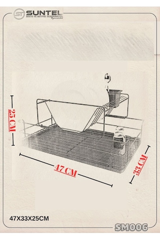 Suntel İki Katlı Modüler Sürgülü Bulaşıklık Tabaklık Mat Siyah Diğer