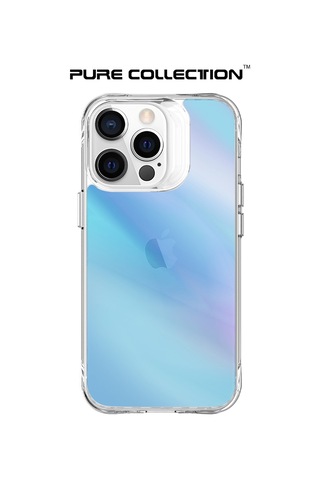 Bix Apple Uyumlu iPhone 13 Pro Max Pure Rainbow Renk Geçişli Şeffaf Kılıf Çizilmeye Dayanıklı Darbe Emici Parmak İzi Önleyici Mavi