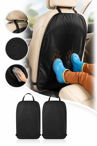 Oto Koltuk Arkası Yıkanabilir Koruyucu Örtü 2'li Set - Araba Koltuğu Çizik Kir Darbe Koruma - Çocuk Tekme Izi Önleyici - 58cm X 42cm