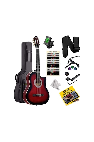 Midex Mgx-100rd-bag Üst Seviye Klasik Gitar 4/4 Sap Ayarlı Tuner Çanta Askı Capo Metod Pena