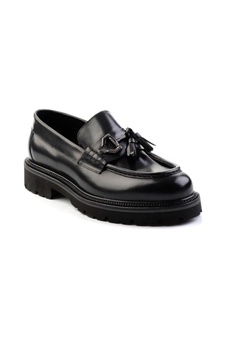 Bambi Siyah Leather Erkek Loafer Ayakkabı E01901494141 Siyah