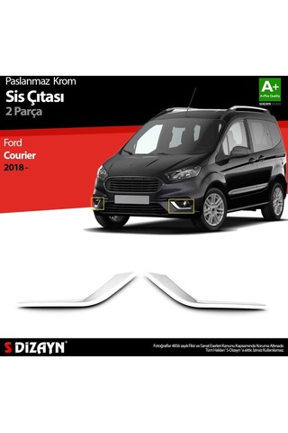 S-Dizayn  Ford Courier Krom Sis Farı Çerçevesi 2 Prç. 2018 Ve Üzeri