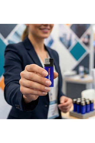 Bk Kurumsal Logolu Ymn-330 I-lighter Mavi Çakmak 50 Adet Manyetolu Siboplu
