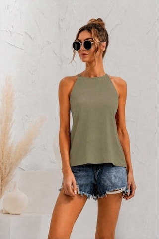Alyn Wear Kadın Sırtı Damla Detay Kolsuz Atlet Bluz Haki