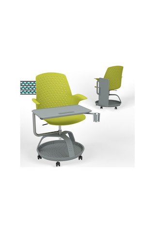 Karr Office Sona 360 Yazı Tablalı Yeşil Mobil Eğitim Sandalyesi