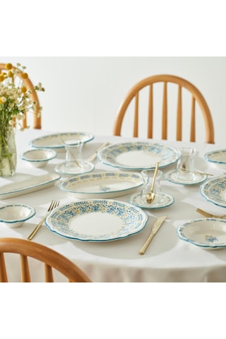 Liana Stoneware 26 Parça 6 Kişilik Kahvaltı Takımı Mavi Çok Renkli